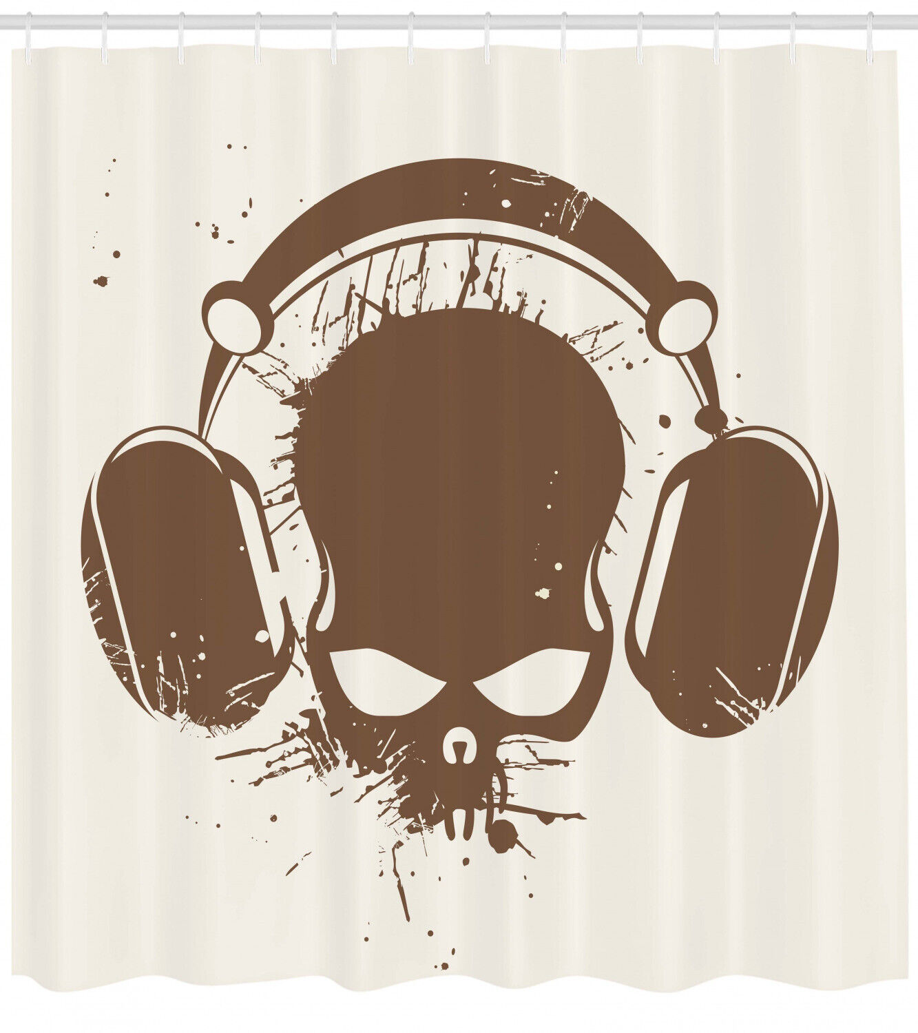 Grunge Retro Skull Print Music Shower Curtain for Bathroom