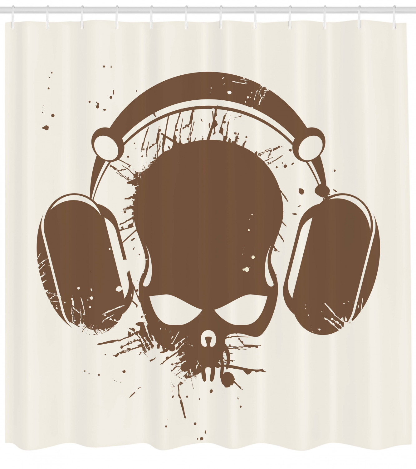 Grunge Retro Skull Print Music Shower Curtain for Bathroom