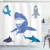 Grunge Sharks Wildlife Print Indigo Shower Curtain for Bathroom Decor by Ikfashoni 