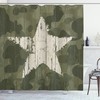 Grunge Star On Green Camouflage Shower Curtain, Perfect For Any Bathroom In Need Of A Cool Print