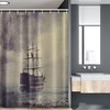Grunge Style Art Old Pirate Ship Historical Cruise Retro Voyage Nautical Stall Shower Curtain In Plum Tan