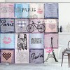 Grunge Textured Paris Shower Curtain, Retro Famous Object Eiffel Tower Print, Cloth Bathroom Decor