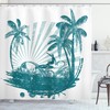 Grunge Tropical Print Shower Curtain - Ride The Wave Bathroom Decor