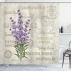 Grunge Vintage Lavender Shower Curtain | Flowers & Display Composition | Cloth Fabric Bathroom Decor (Green Lilac)