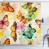 Grungy Butterfly Print Murky Colorful Shower Curtain For Eclectic Bathroom Decor