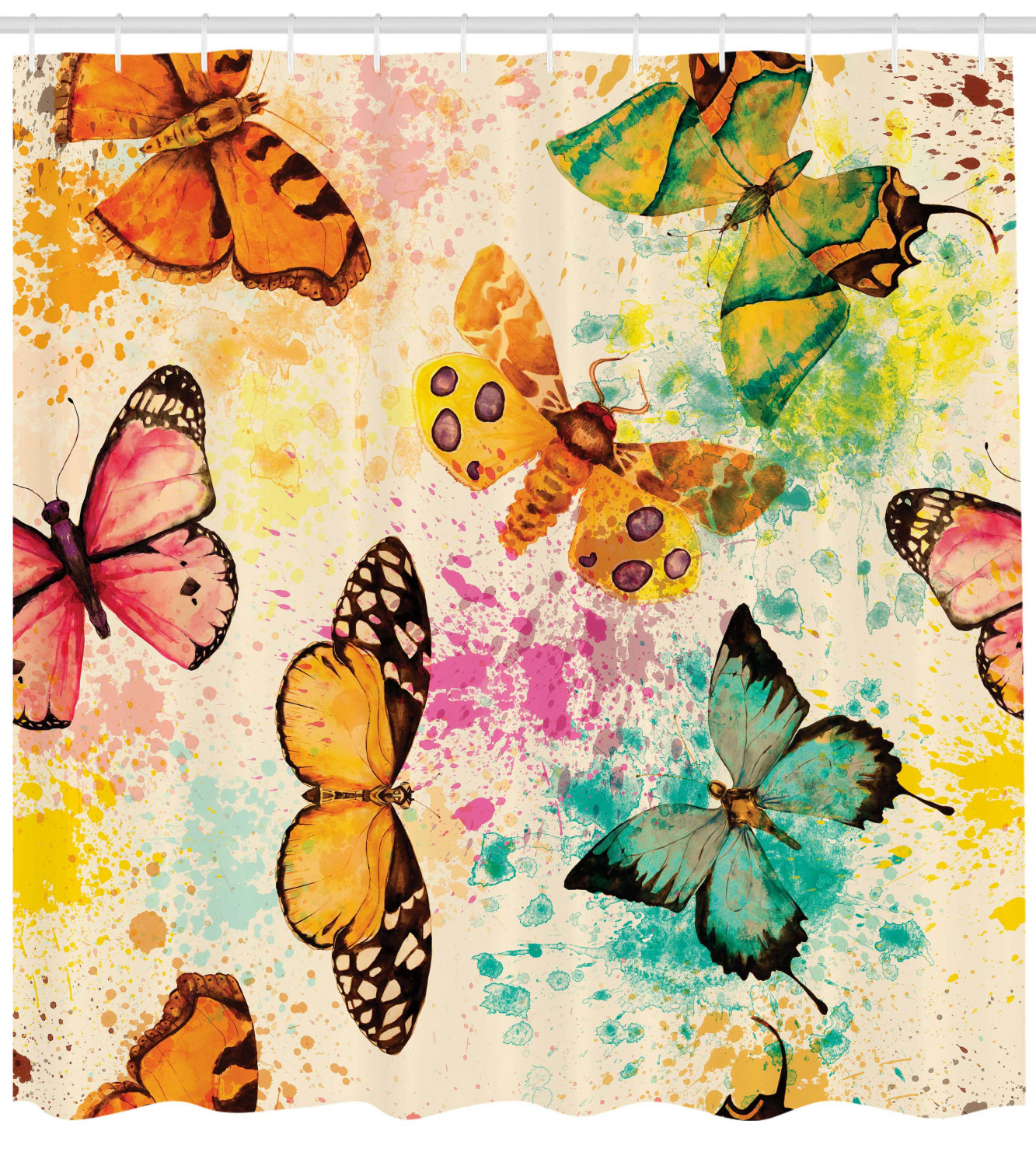Grungy Butterfly Print Murky Colorful Shower Curtain For Eclectic Bathroom Decor - Image 4