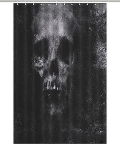 Grungy Halloween Skull Shower Curtain With Rustproof Hooks Decor