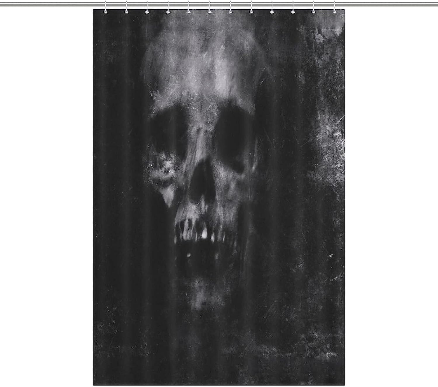 Grungy Halloween Skull Shower Curtain With Rustproof Hooks Decor