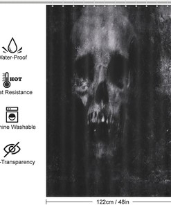 Grungy Halloween Skull Shower Curtain With Rustproof Hooks Decor