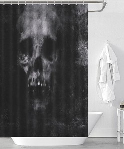 Grungy Halloween Skull Shower Curtain With Rustproof Hooks Decor
