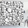 Grungy Skulls Halloween White Shower Curtain, Scary and Fun Print for Bathroom