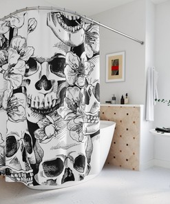 Gustav Klimt Art Skull Shower Curtain, Famous Artwork Bathroom Decor