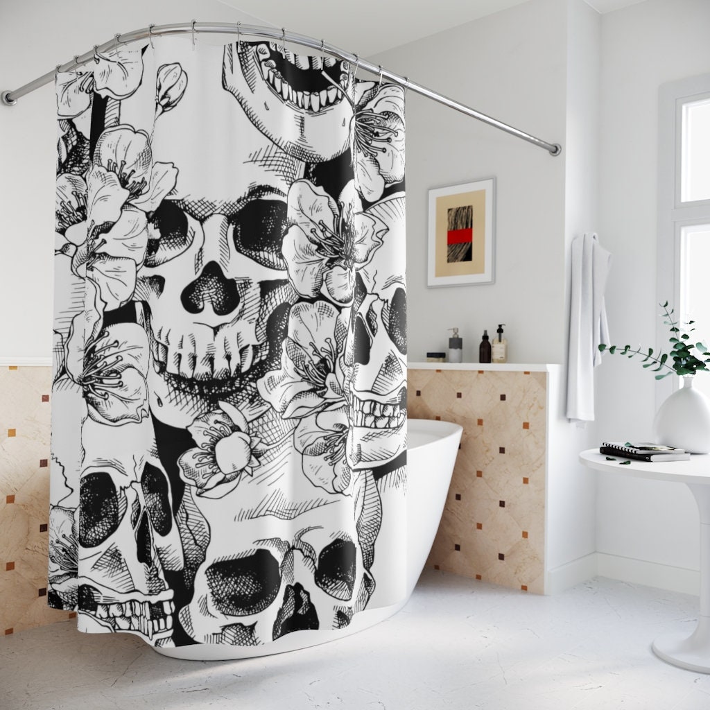 Gustav Klimt Art Skull Shower Curtain, Famous Artwork Bathroom Decor