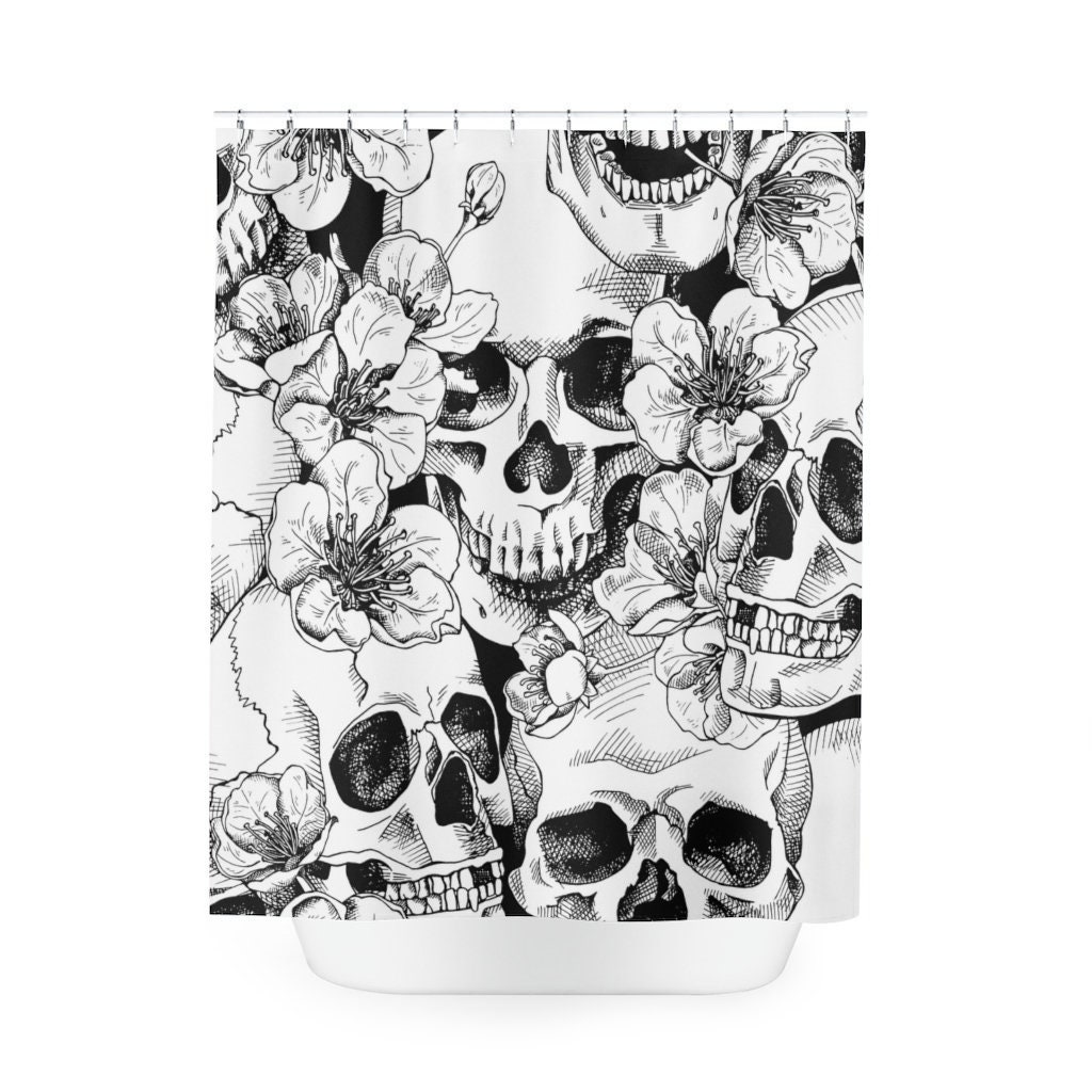 Gustav Klimt Art Skull Shower Curtain, Famous Artwork Bathroom Decor
