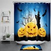 Halloween Bat Flock Abstract Pumpkin Shower Curtain - Waterproof Fabric Bathroom Decoration