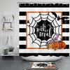 Halloween Bat Shower Curtain - Stripes Cobweb Pumpkin Bathroom Accessory