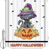 Halloween Bats Shower Curtain | Black Cat Owl Pumpkins Bathroom Decor