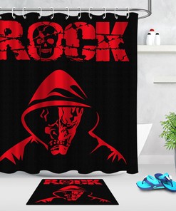 Halloween Black And Red Skull Design Rock Shower Curtain - Unique Bathroom Decor