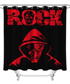 Halloween Black And Red Skull Design Rock Shower Curtain - Unique Bathroom Decor