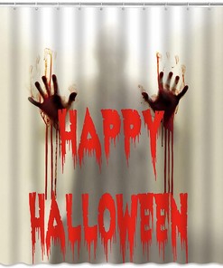 Halloween Blood Handprint Shower Curtain - Scary Ghost Shadow Abstract Decor For Bathroom