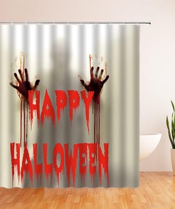 Halloween Blood Handprint Shower Curtain - Scary Ghost Shadow Abstract Decor For Bathroom