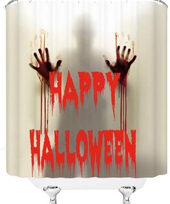 Halloween Blood Handprint Shower Curtain - Scary Ghost Shadow Abstract Decor For Bathroom