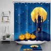 Halloween Castle Moon Night Pumpkins Waterproof Fabric Shower Curtain for a Spooky Bathroom