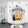 Halloween Cat Pumpkin Shower Curtain With Trick Or Treat Bathroom Decor