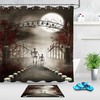 Halloween Cemetery Gate Skeleton Skull Shower Curtain - Bathroom Decor