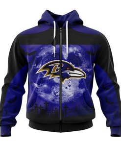 Halloween Custom Name & Number Baltimore Ravens Hoodie 3D Gifts For Fans