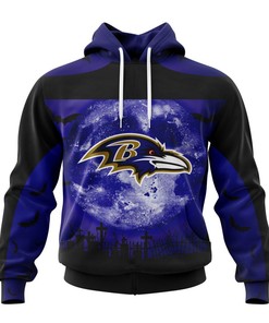 Halloween Custom Name & Number Baltimore Ravens Hoodie 3D Gifts For Fans
