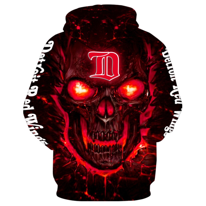Halloween Detroit Red Wings All Over Print 3D Skulls Hoodie
