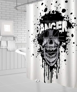 Halloween Diablo Skull Fabric Shower Curtain - Horror Skull Bathroom Decor