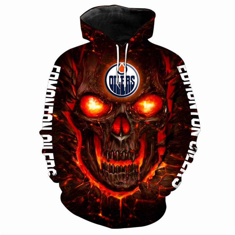 Halloween Edmonton Oilers All Over Print 3D Skulls Hoodie