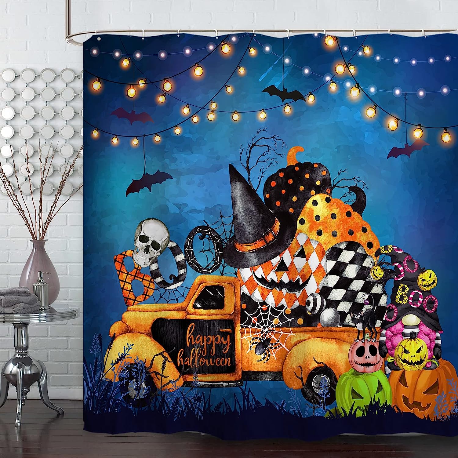 Halloween Gnomes Trick Or Treat Shower Curtain - Image 2