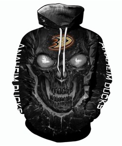 Halloween Hoodie - Anaheim Ducks 3D Skulls Pullover Nhl Edition