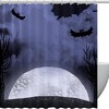 Halloween Moonlit Night Shower Curtain - Scary Bats And Trees Design 