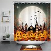 Halloween Night Moon Church Pumpkins Maple Rustic Vintage Shower Curtain