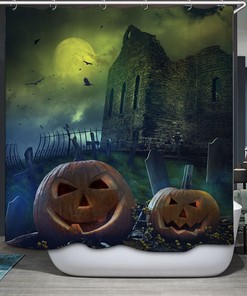 Halloween Night Printed Shower Curtain: Spooky And Festive Bathroom Decorr