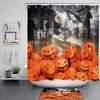 Halloween Night Skull Tree At Cemetery Gate Print Shower Curtain