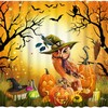 Halloween Owl Shower Curtain With Horror Night Art Decoration By Allenjoy - Durable And Washable Fabric