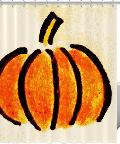 Halloween Pumpkin Print Fabric Shower Curtain for Spooky Bathroom Decor