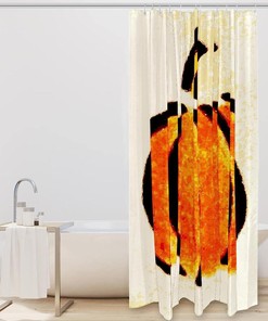 Halloween Pumpkin Print Fabric Shower Curtain for Spooky Bathroom Decor