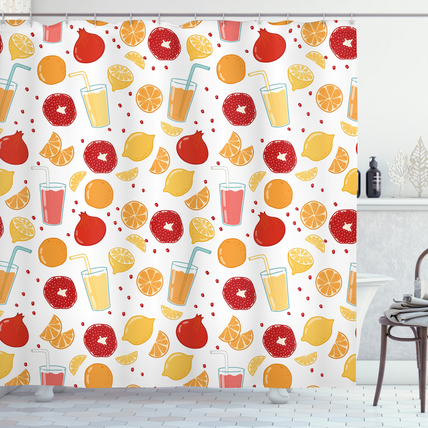 Halloween Pumpkin Scary Print Orange Fabric Shower Curtain for Bathroom