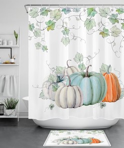 Halloween Pumpkin Shower Curtain For Fall Bathroom Decor