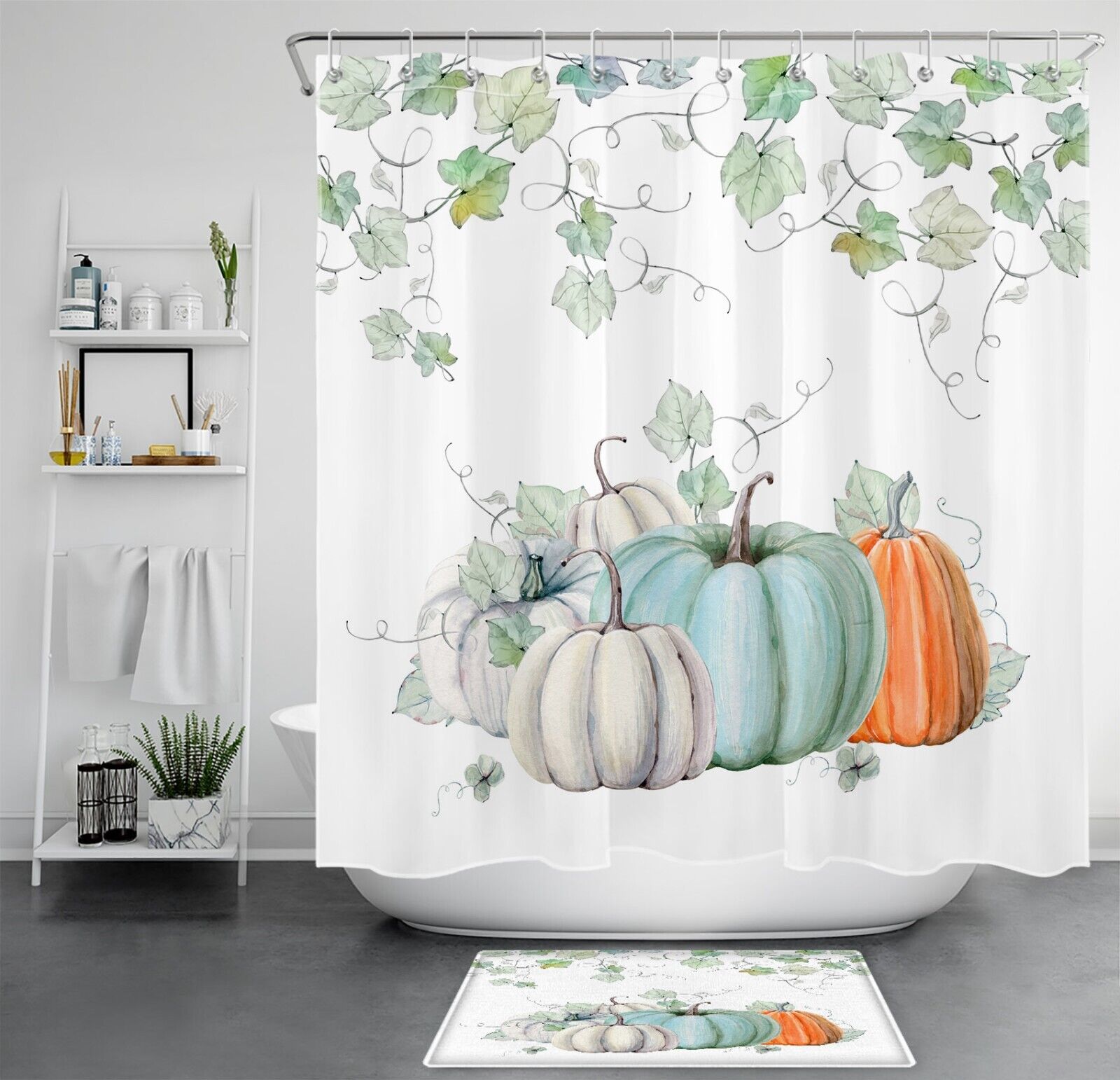 Halloween Pumpkin Shower Curtain For Fall Bathroom Decor