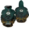 Halloween Pumpkin Skull Green Bay Packers All Over Print Zip Up Hoodie
