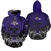 Halloween Pumpkin Skull Print All Over Print Baltimore Ravens Hoodie Zip Hoodie