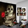 Halloween Rose Skull Fabric Shower Curtain - Horror Skull Bathroom Decor