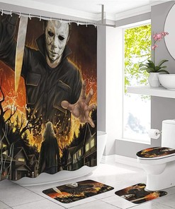 Halloween Shower Curtain With Absorbent, Waterproof Fabric For Scary Bathroom Decor